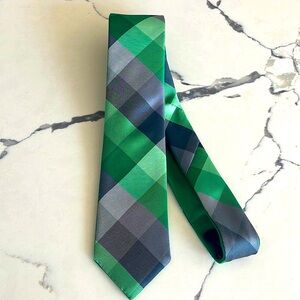JF J. Ferrar Reversible Tie- Green/Green Plaid-OS
